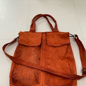 Orange distressed leather